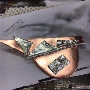 Cooper and silver decorative pin